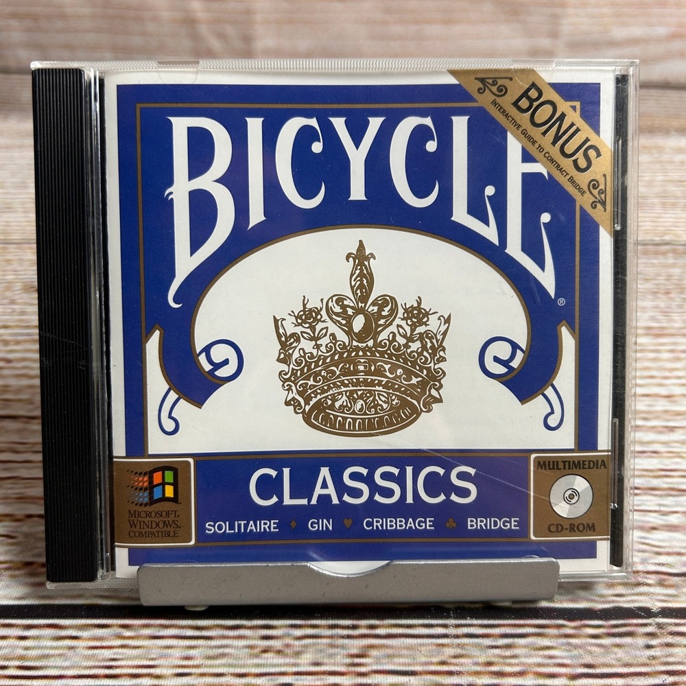 Bicycle Classics PC CD-ROM Card Games Solitaire Gin Cribbage Bridge Swfte 1995